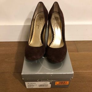 Jessica Simpson Henri Chocolate Suede Pumps